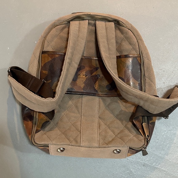 Brand new- Martin Dingman Quilted Tan and Brown Backpack - Picture 2 of 6